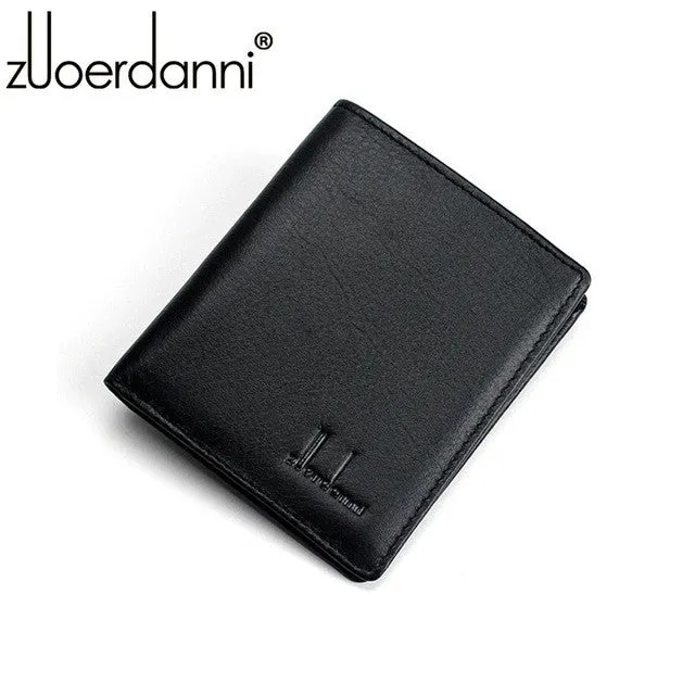 100% Genuine Leather Small Mini Ultra-thin Wallets men Compact wallet Handmade wallet Cowhide Card Holder Short Design purse New