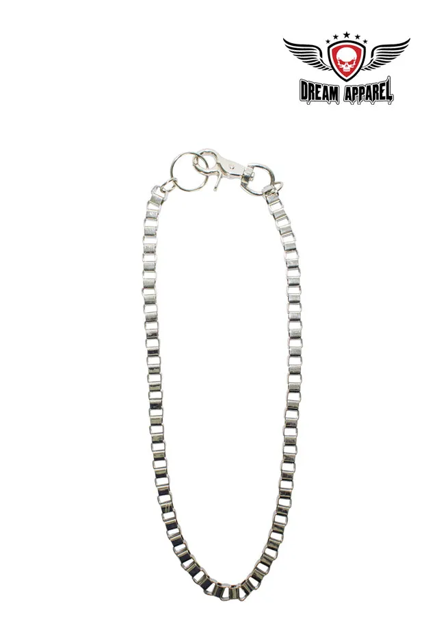 25" Inch Long Chrome Squared-Loop Biker Chain