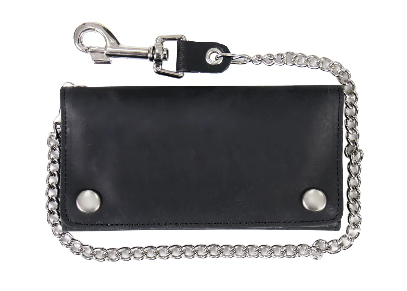 5.5" Tri Fold Naked Leather Wallet Heavy Duty Chain & "Lobster" Clip