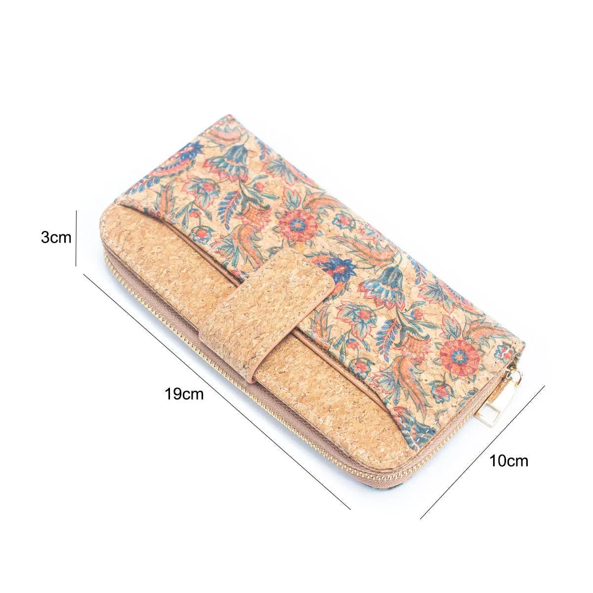 6 Natural Cork card holder Wallets with Floral Print Patterns (6 Units) HY-026-MIX-6