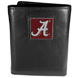 Alabama Crimson Tide Deluxe Leather Tri-fold Wallet Packaged in Gift Box