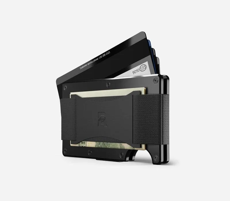 Aluminum | Royal Black Minimalist Wallet - Cash Strap