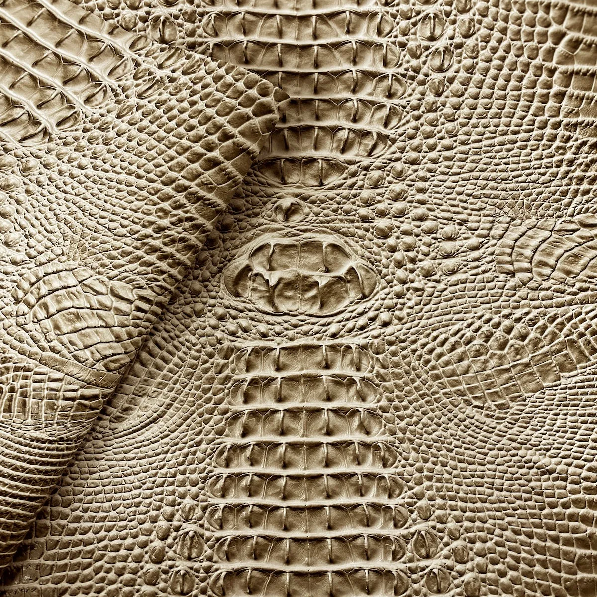 Beige Amazon 3D Embossed Gator Faux Leather Vinyl Fabric