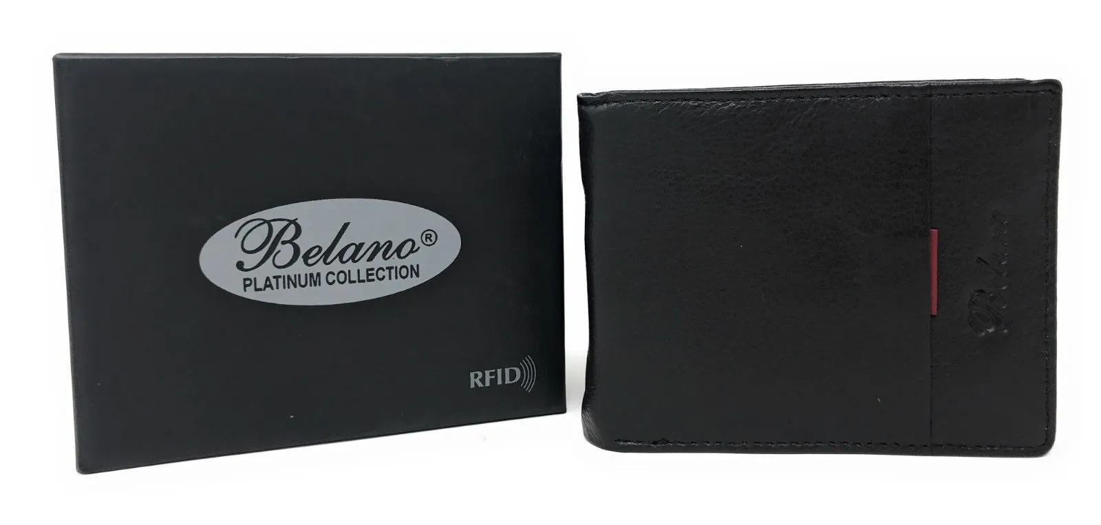 Belano RFID Blocking Real Leather Bifold Wallets for Cards ID with Box Men Women