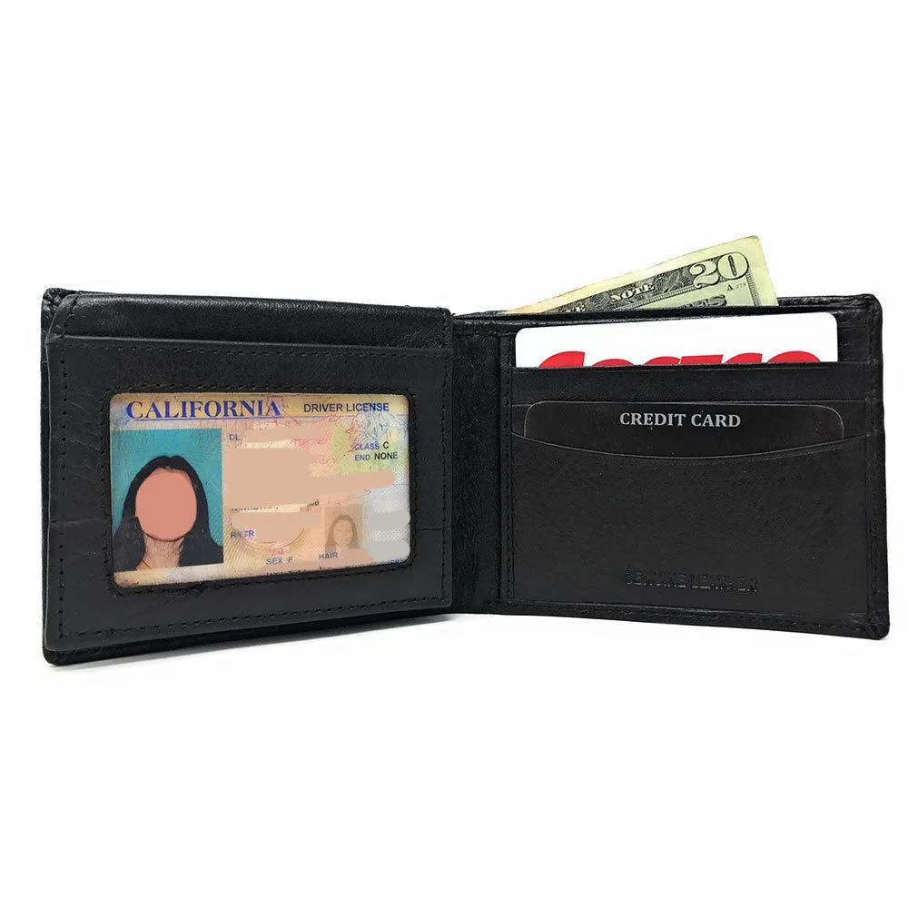 Belano RFID Blocking Real Leather Bifold Wallets for Cards ID with Box Men Women