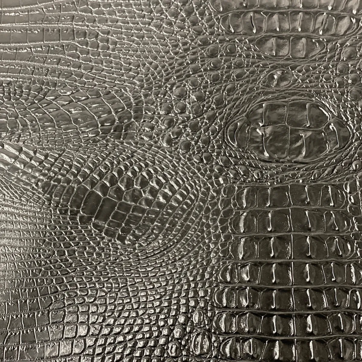 Black Amazon 3D Embossed Gator Faux Leather Vinyl Fabric