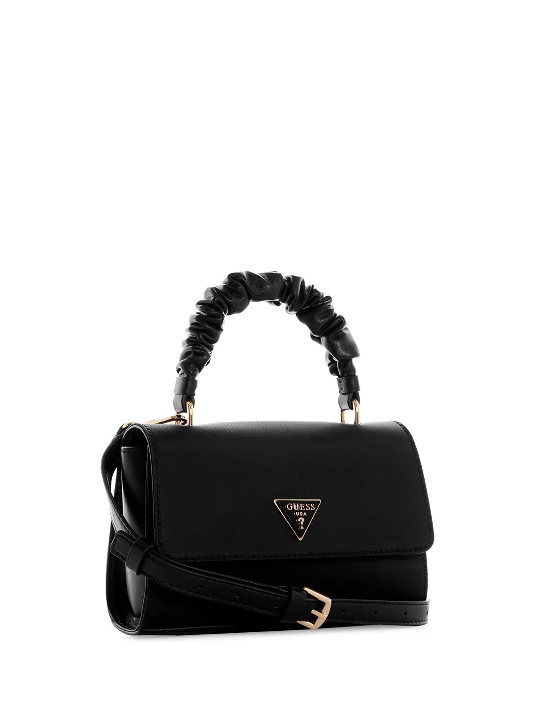 Black Mariana Ruched Crossbody Bag