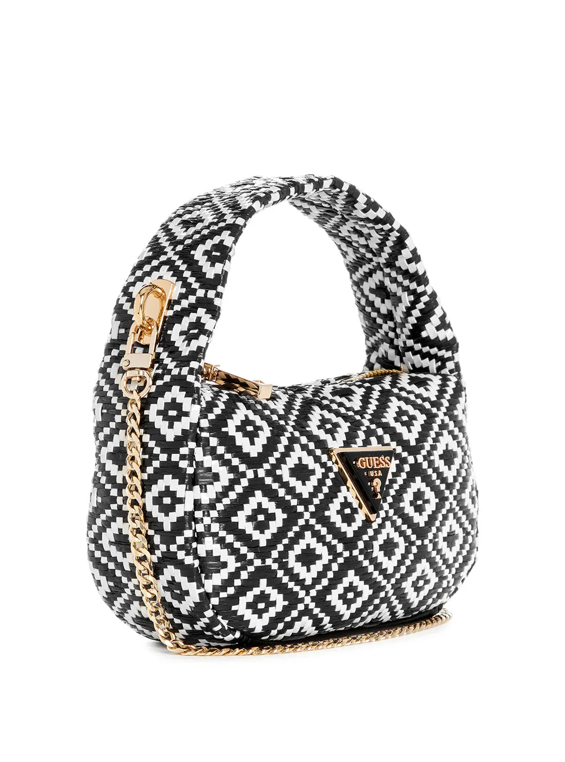 Black Rianee Mini Hobo Raffia Bag