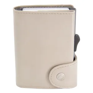 C-Secure XL Aluminum Wallet with Genuine Leather and Coins Pocket - Off White