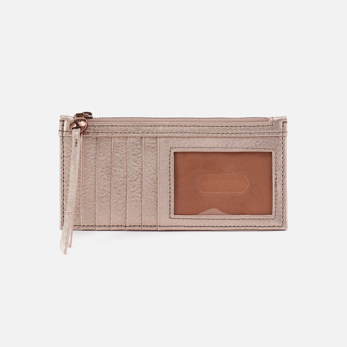 Carte Card Case In Metallic Leather - Pink Gold Metallic