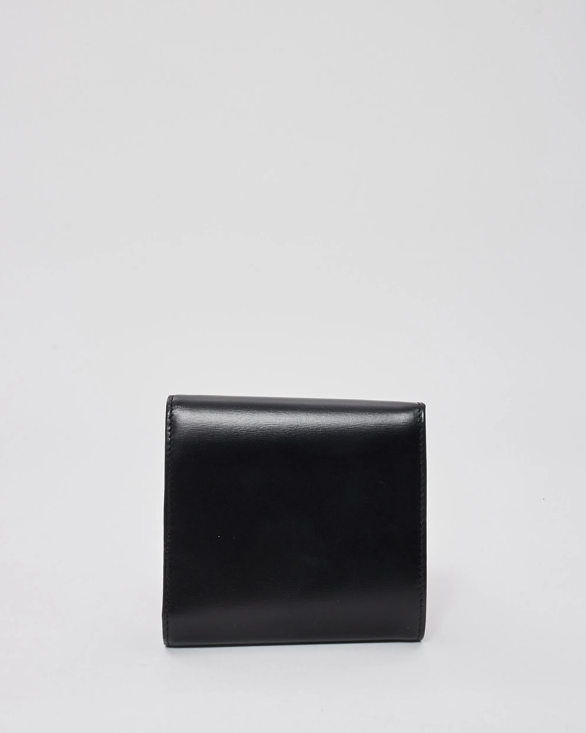 Cartier Black Leather Panther Logo Bifold Wallet