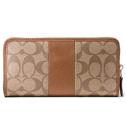 COACH Accordion Zip Wallet in Signature Canvas and Leather