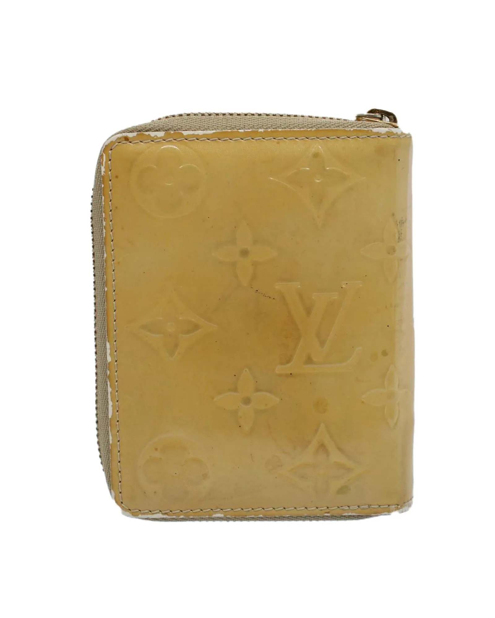 Compact Patent Leather Wallet with Monogram Print