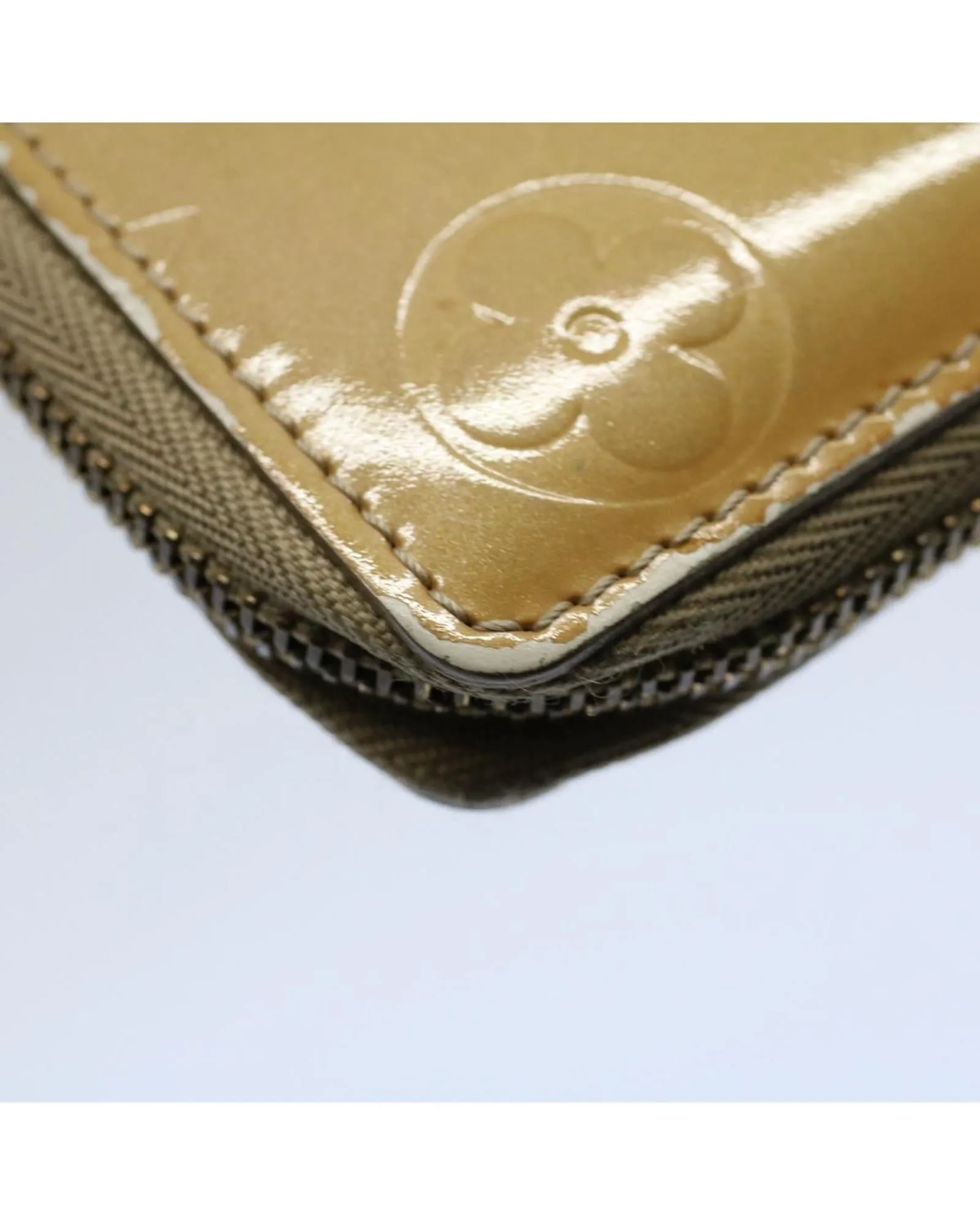 Compact Patent Leather Wallet with Monogram Print