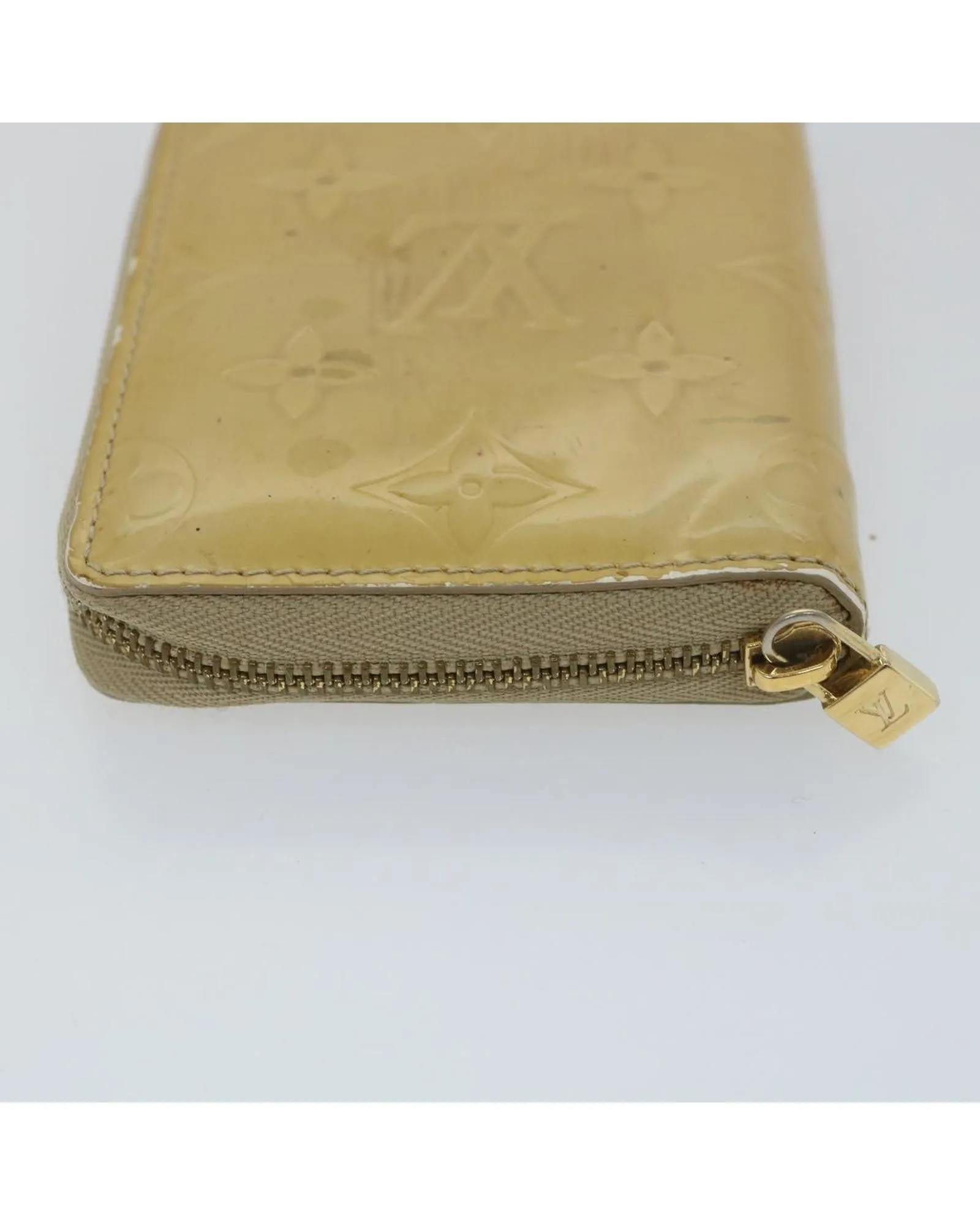 Compact Patent Leather Wallet with Monogram Print