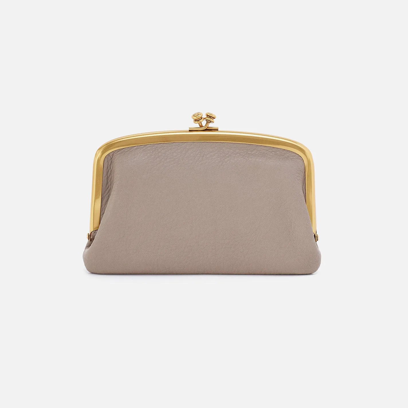 Cora Medium Frame Wallet In Pebbled Leather - Taupe