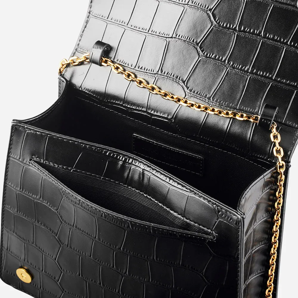 Croc Effect Brass Knot Crossbody bag