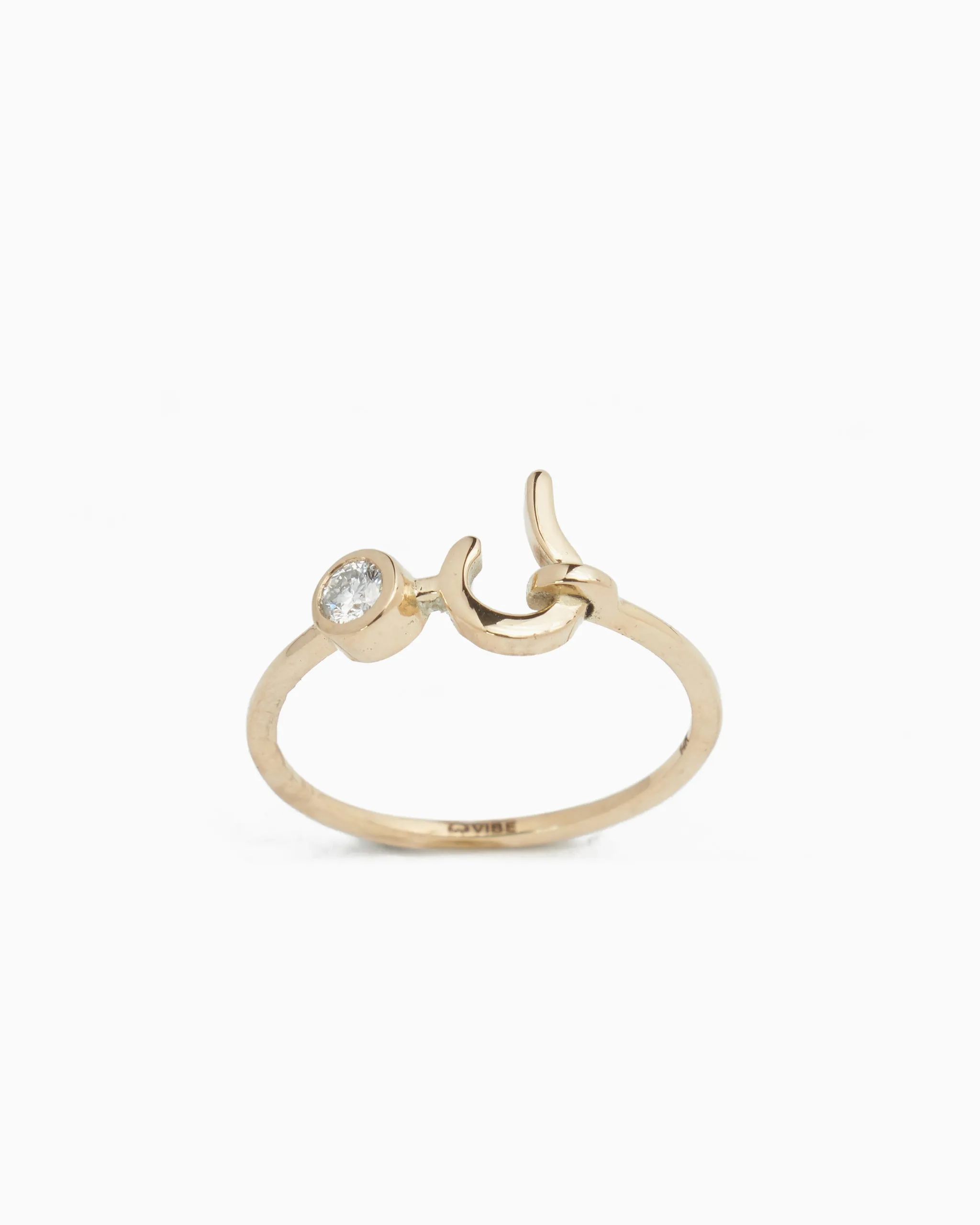 Dainty St. John Hook Ring with Stone - Diamond