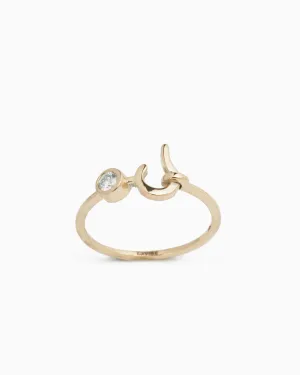 Dainty St. John Hook Ring with Stone - Diamond