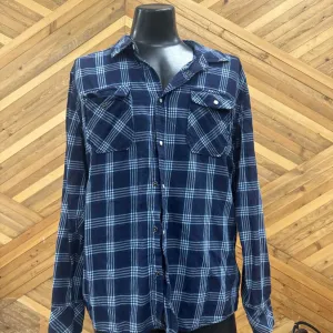 Distillery Apparel - Men's Flannel Shirt - MSRP $60: Navy/Blue-men-LG