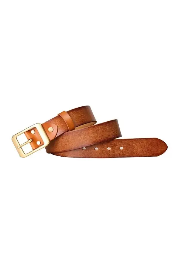 Elegant Copper Buckle Cowskin Belt