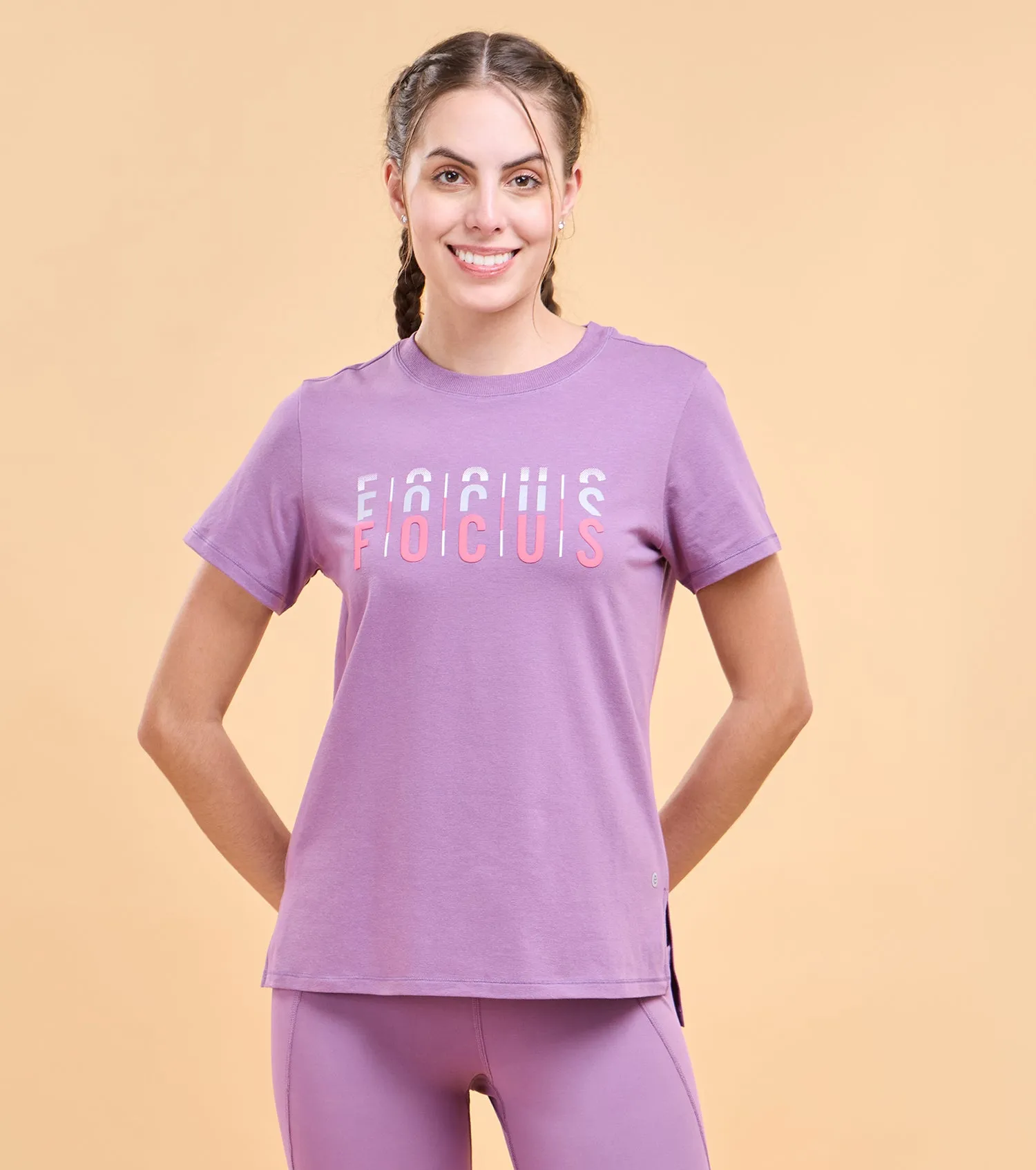 Enamor Athleisure Womens A301-Short Sleeve Crew Neck Antimicrobial Cotton Tee