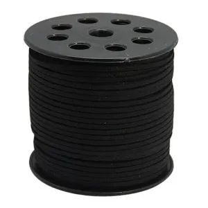 Faux Suede Leather Cord SPOOL 90 mtrs -  Black