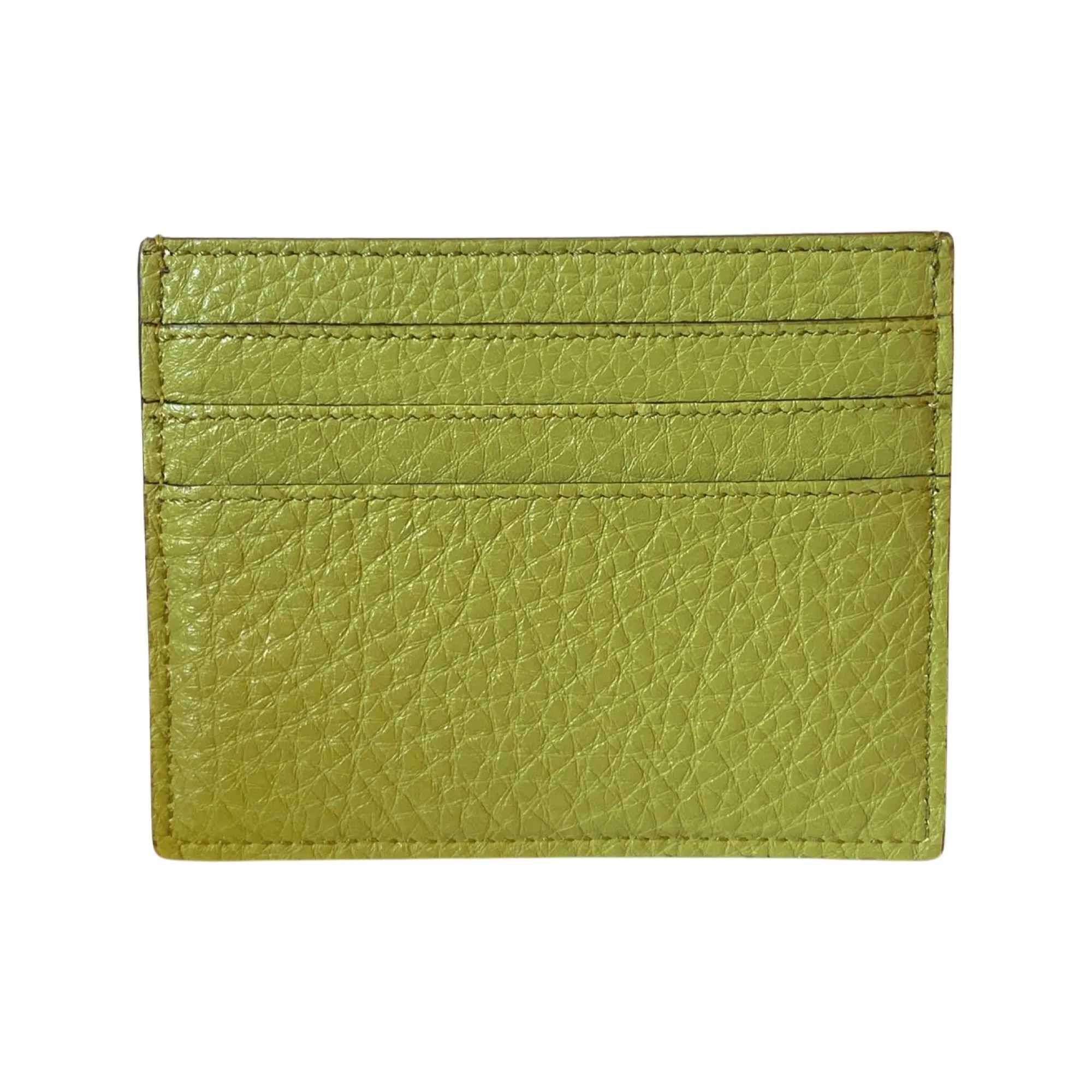 Fendi Peekaboo Kiwi Green Grained Leather Card Case Wallet