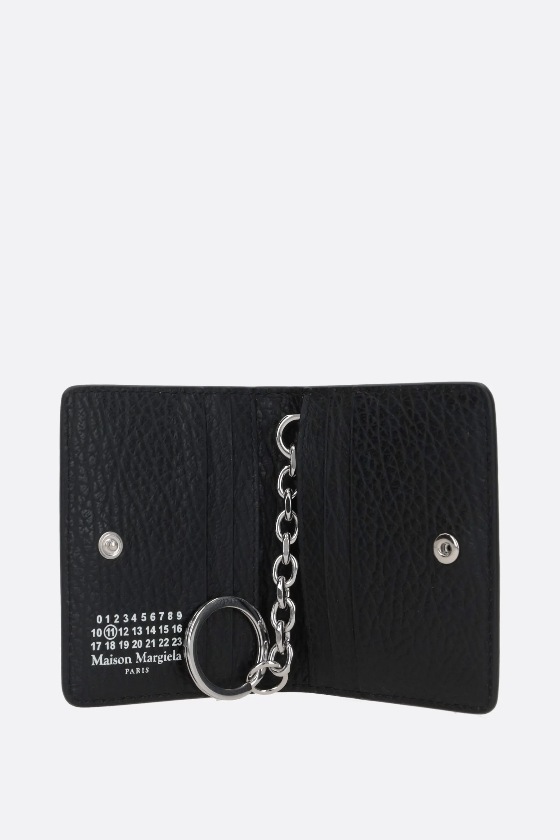 Four Stitches grainy leather card case with keyring