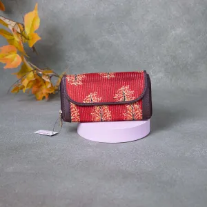 Handmade Wallets -  Dual Zip Red Flower Graphic Printed Design