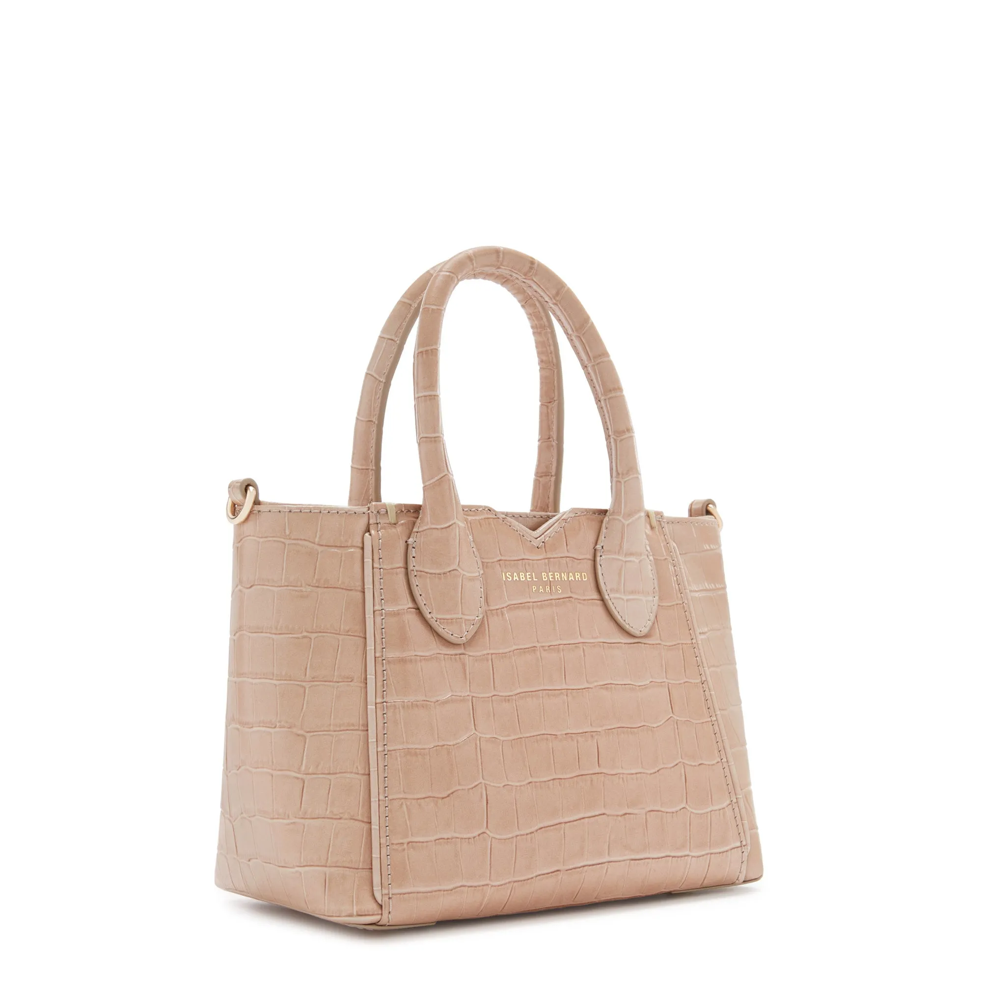 Honoré Cloe Mini croco beige calfskin leather handbag