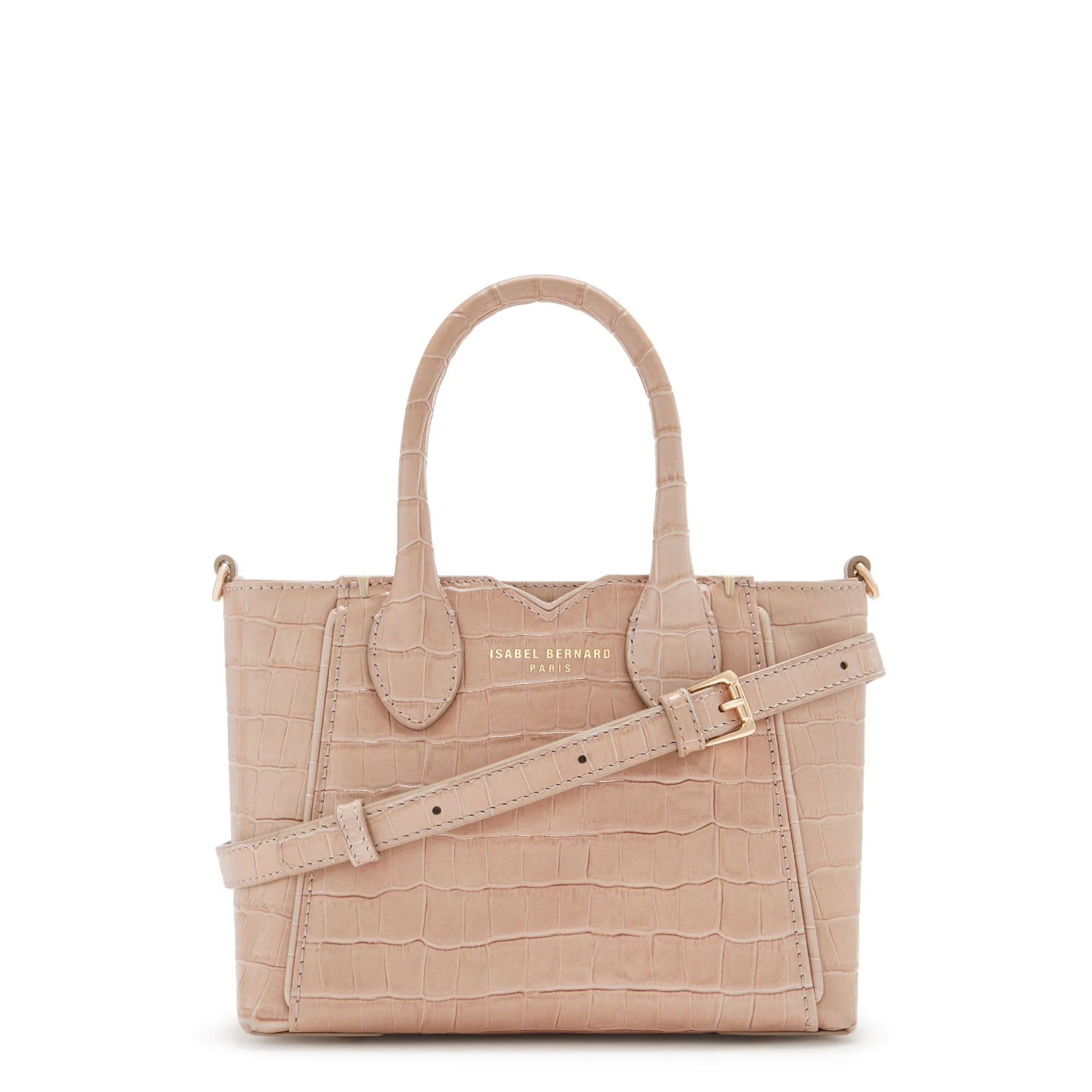 Honoré Cloe Mini croco beige calfskin leather handbag