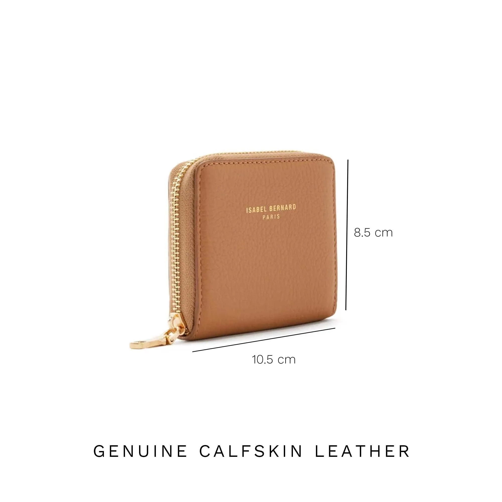 Honoré Jules camel calfskin leather zipper wallet