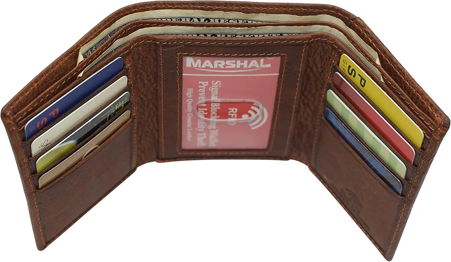 Jesus Fish Men's RFID Blocking Genuine Leather Bifold Trifold Ichthys Wallet (Bifold)