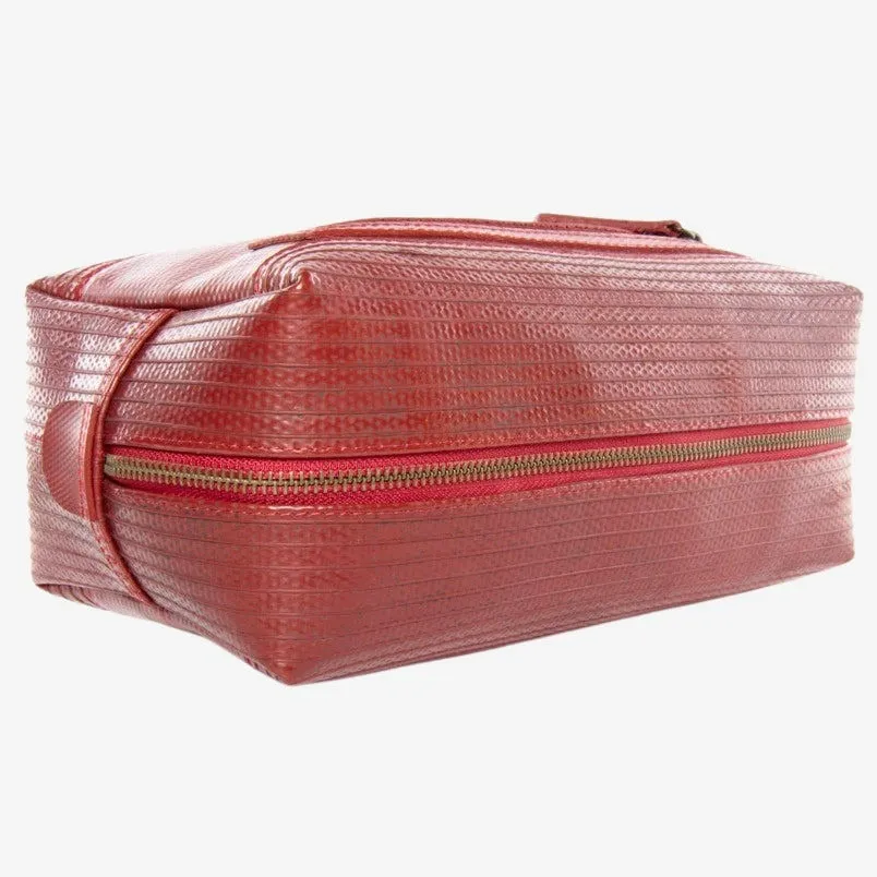 Large Washbag Red Made Of British Reclaimed Firehose/Parachute Silk