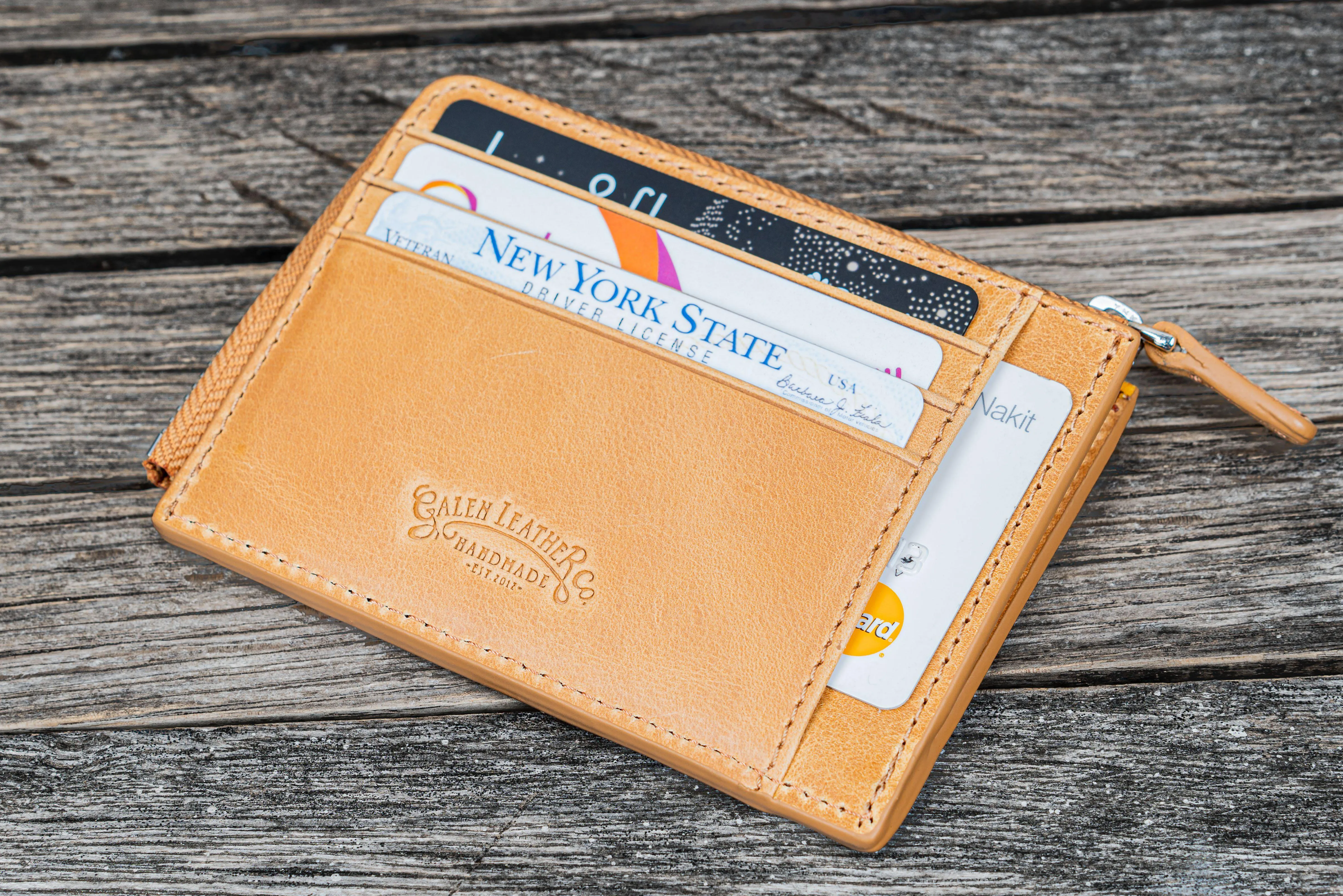 Leather Zippered Mega Mini Wallet - Crazy Horse Honey Ochre