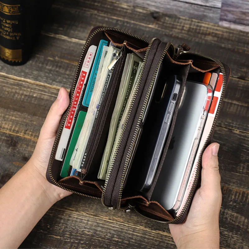 LuxeLeather Long Travel Wallet Money Clip Passport Cover