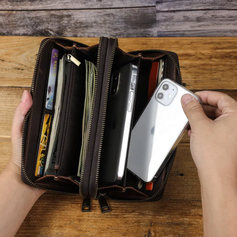 LuxeLeather Long Travel Wallet Money Clip Passport Cover