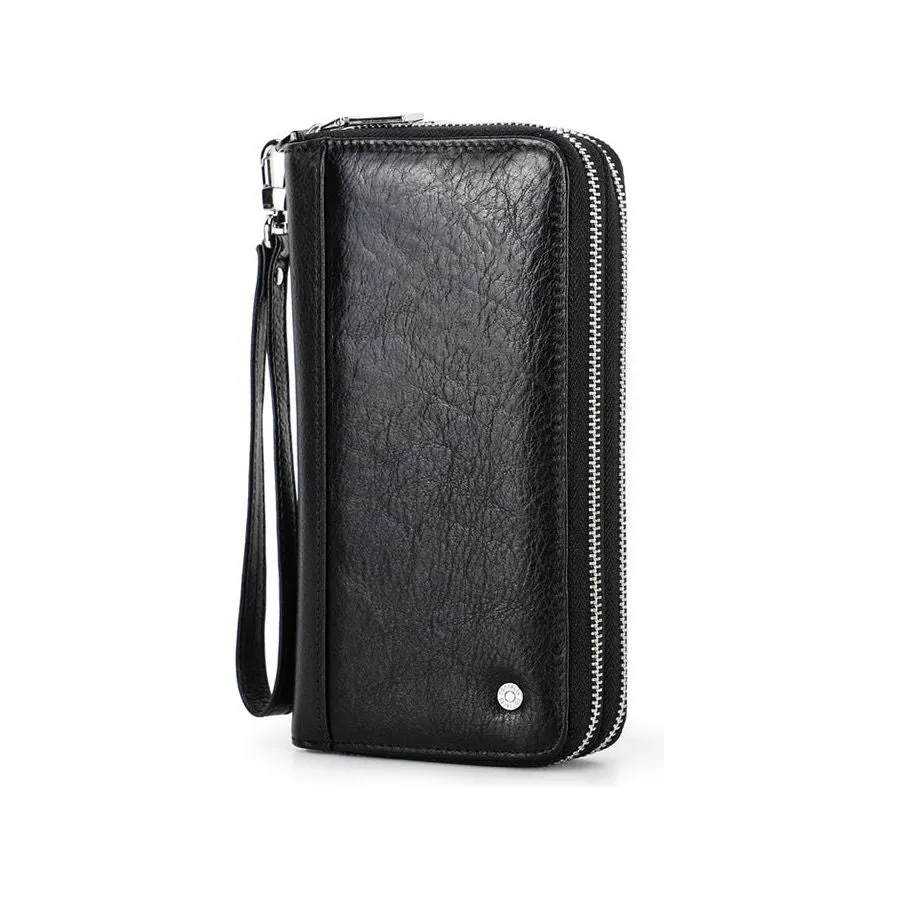 LuxeLeather Long Travel Wallet Money Clip Passport Cover