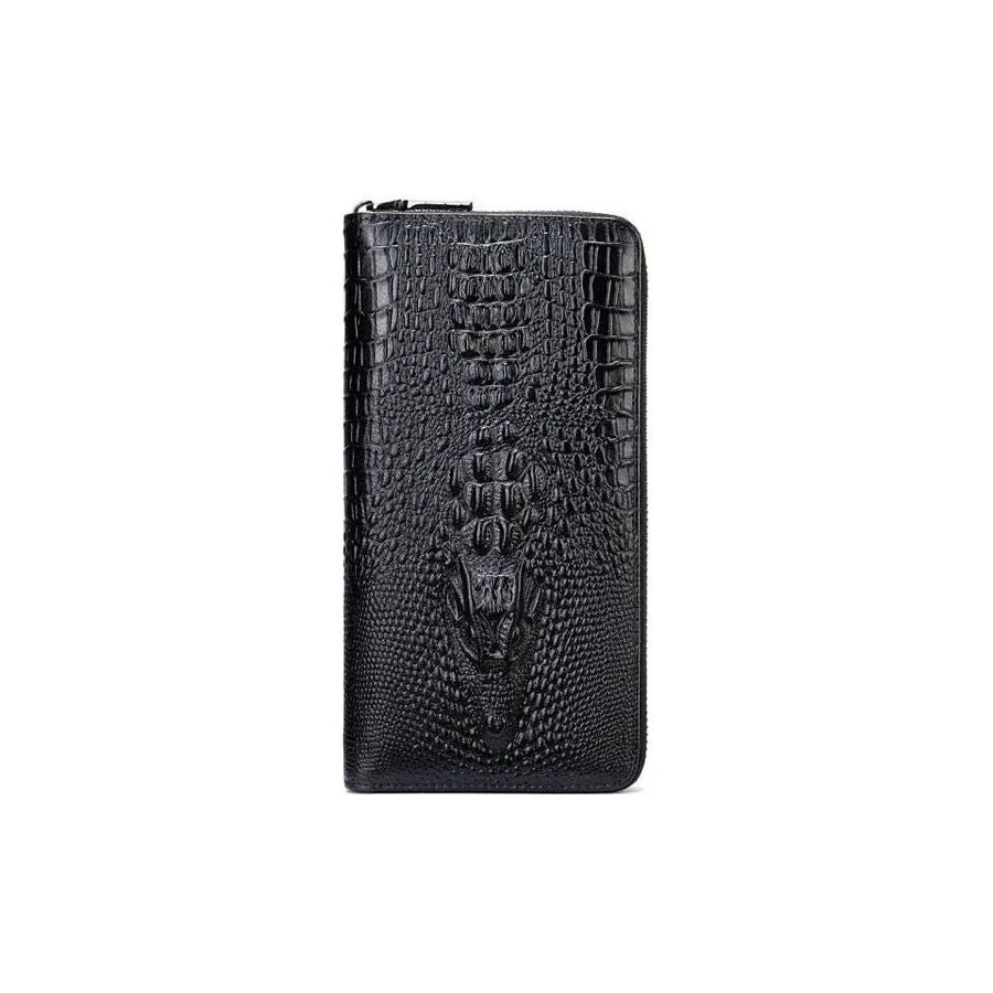 Luxury CrocZip Striped Long Wallet