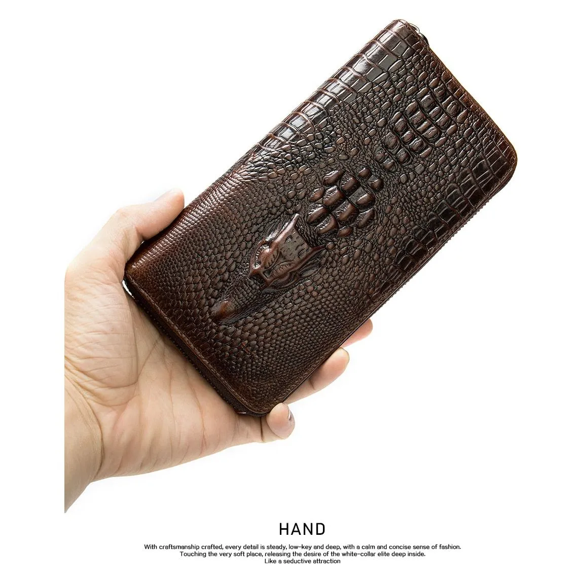 Luxury CrocZip Striped Long Wallet