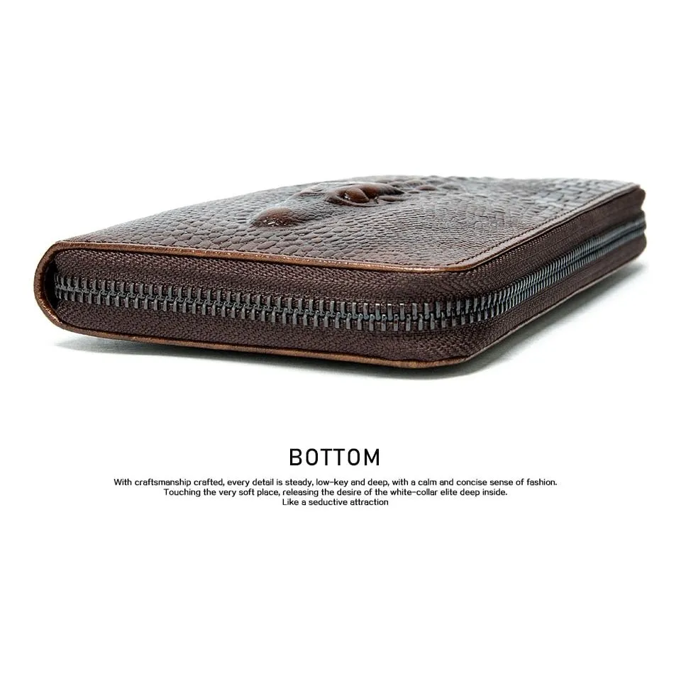 Luxury CrocZip Striped Long Wallet