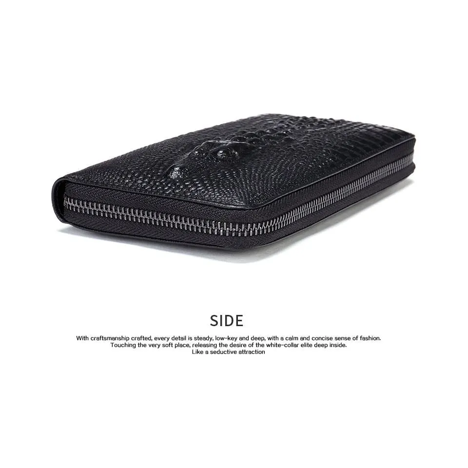 Luxury CrocZip Striped Long Wallet