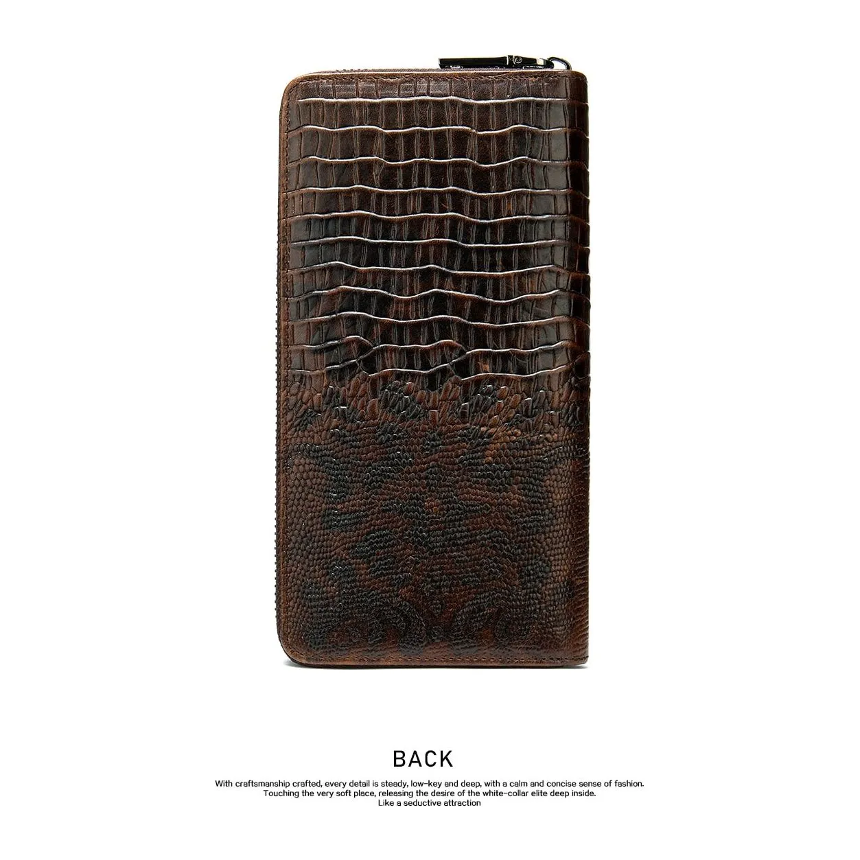 Luxury CrocZip Striped Long Wallet