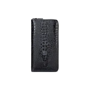 Luxury CrocZip Striped Long Wallet