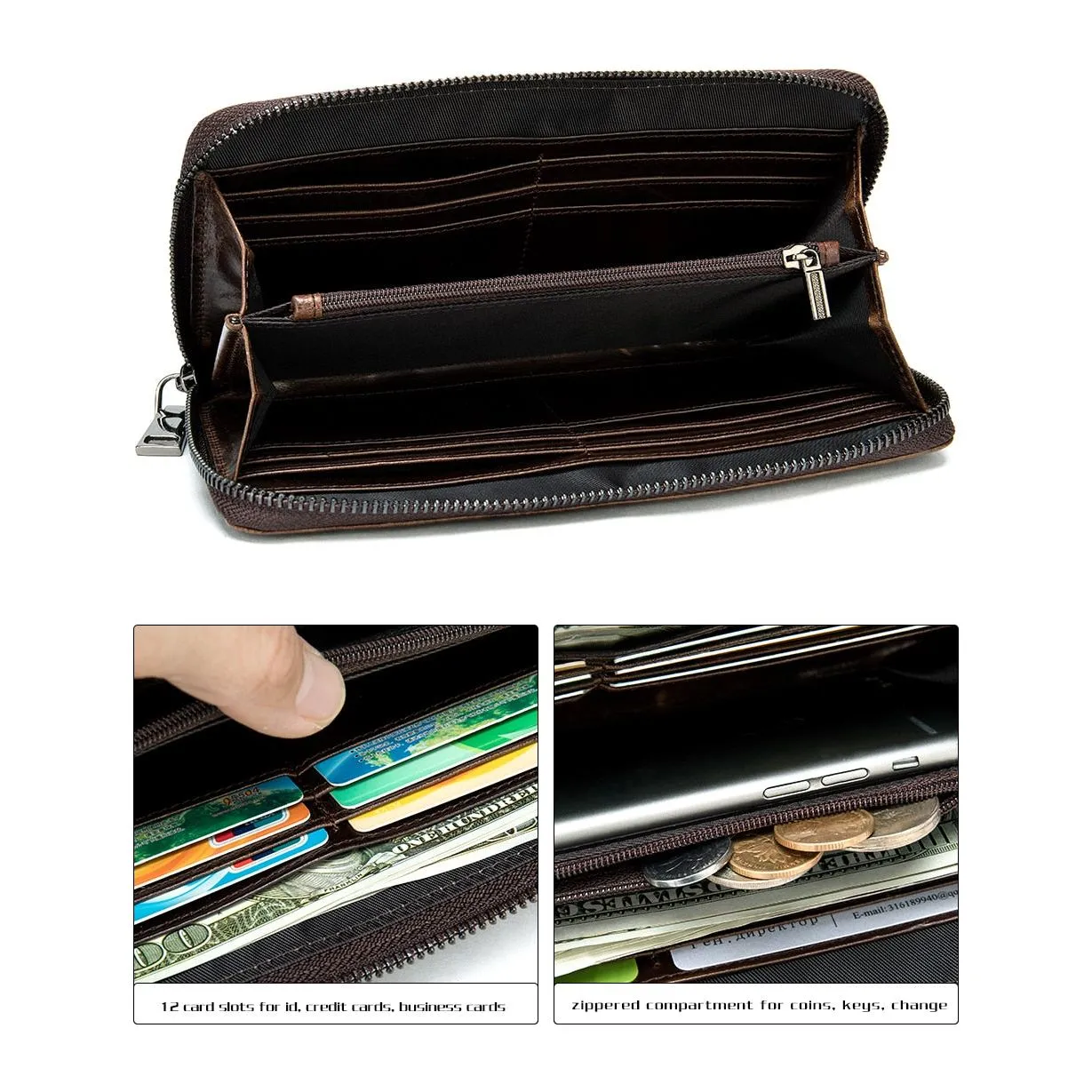 Luxury CrocZip Striped Long Wallet