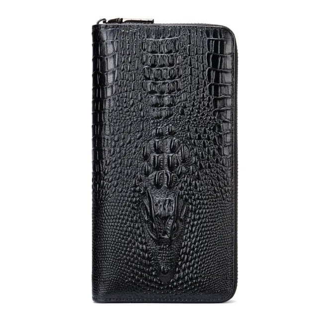 Luxury CrocZip Striped Long Wallet