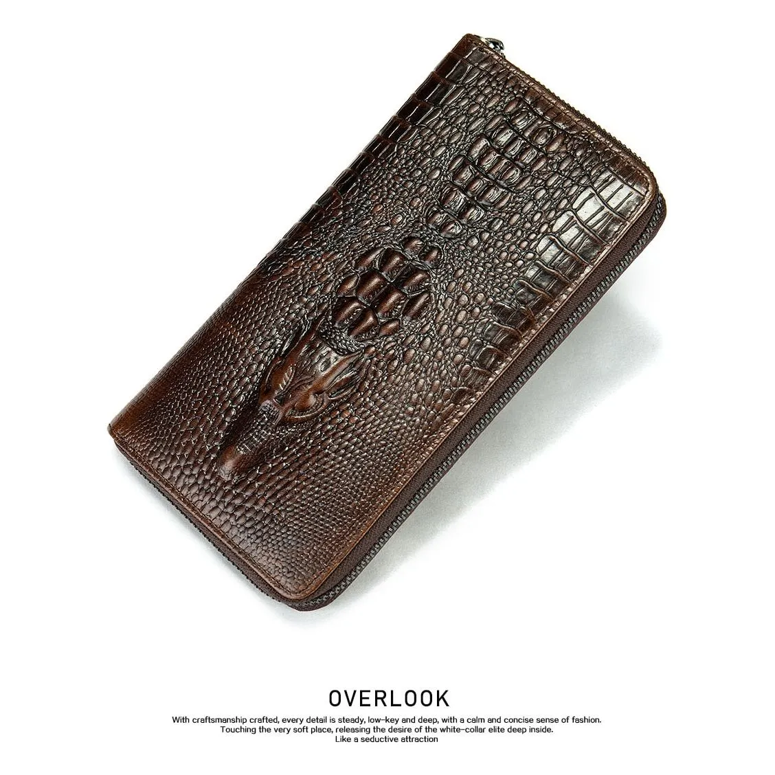 Luxury CrocZip Striped Long Wallet