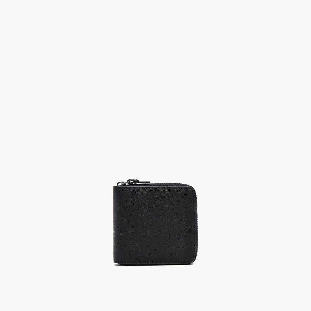 Mallorca Small Wallet - Saffiano Leather - Black / Gunmetal / Grey