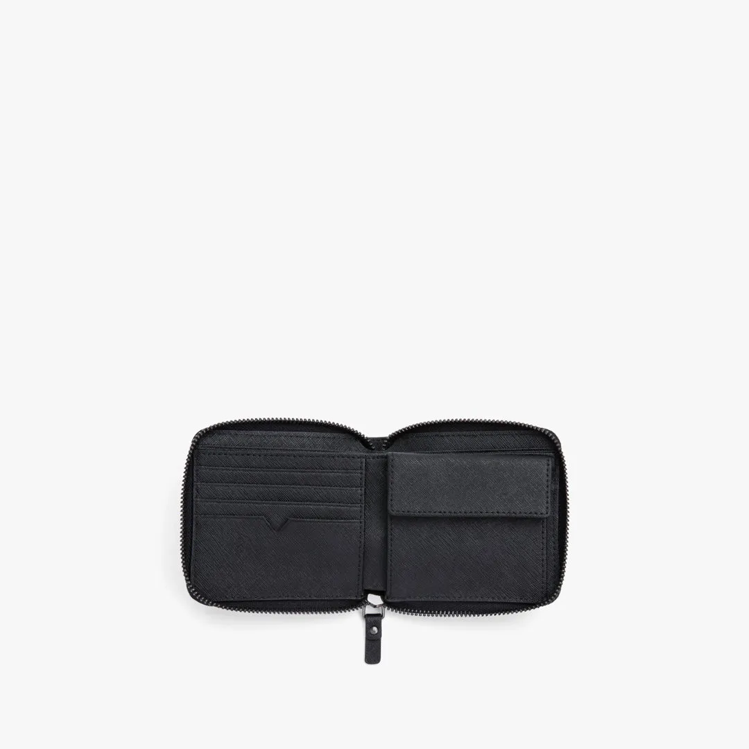 Mallorca Small Wallet - Saffiano Leather - Black / Gunmetal / Grey